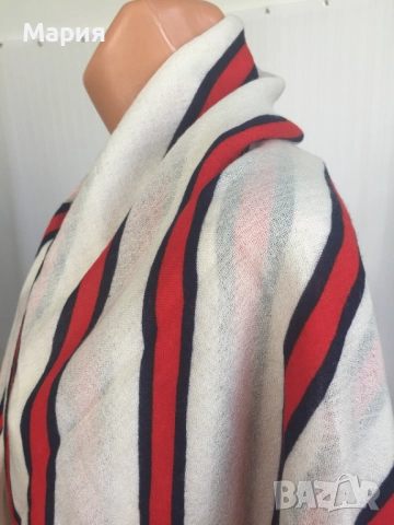 100% Kaшмир Марков Дамски Шал by Malene Birger Милене Биргер Голям Широк Бял Червен Рае, снимка 7 - Шалове - 51869124