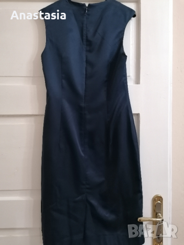 Тъмносиня рокля с принт С/М размер, снимка 2 - Рокли - 44900000