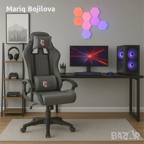 Ергономичен геймърски офис стол с лумбална и шийна опора – комфорт за игра и работа без умора, снимка 4 - Столове - 53049081