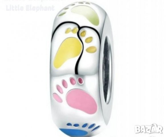 Outlet Sale Сребърен елемент Пандора крачета"Feet,coloured"/нов