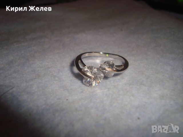 РОМАНТИЧЕН АРТ ПРЪСТЕН от БЛАГОРОДНА СТОМАНА с 2 ВЪРТЯЩИ се СЪРЦЕВИДНО ФАСЕТИРАНИ ЦИРКОНА 27780, снимка 6 - Пръстени - 37513969