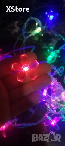 Многоцветни коледни LED лампички с цветя с щепсел - Многоцветни, дължина - 5м, 28бр лампички., снимка 13 - Декорация за дома - 52441875