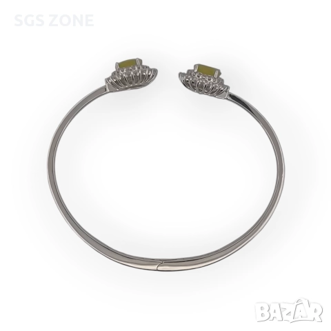 Стилна сребърна гривна с жълт сапфир, снимка 4 - Гривни - 52749408