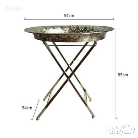 Сгъваема метална сребриста масичка , снимка 2 - Маси - 40258351