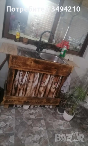 Ръчно изработен градински/кухненски шкаф с мивка 