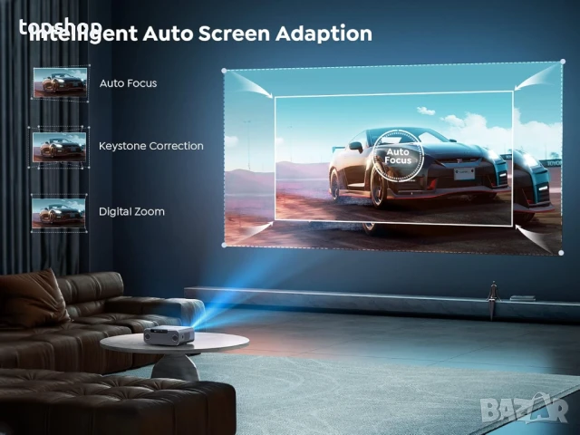 НОВ, ПРОВЕРЕН 300" с 30000 лумена, WiFi 6 Bluetooth 5.2 проектор YABER Pro V9 Smart проектор..., снимка 2 - Плейъри, домашно кино, прожектори - 50787950