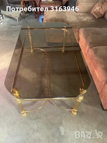 Холна маса тъмно стъкло и златна рамка , снимка 6 - Маси - 47849280