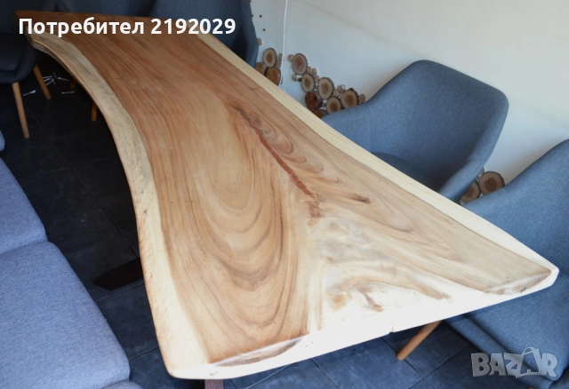 МАСА масив, Дъждовно дърво, със „жив ръб“, цяло парче, стоманена основа, снимка 6 - Маси - 51491753