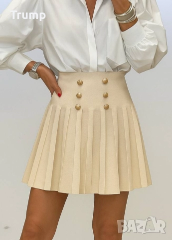 Сладка къса пола, плисе, фино плетиво, цвят екрю