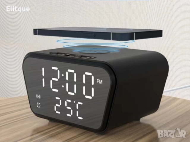 Електронен часовник с безжично зареждане на смартфона, снимка 8 - Други стоки за дома - 52861342