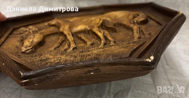 Ретро стенна чиния, дърворезба, снимка 5 - Други - 50386532