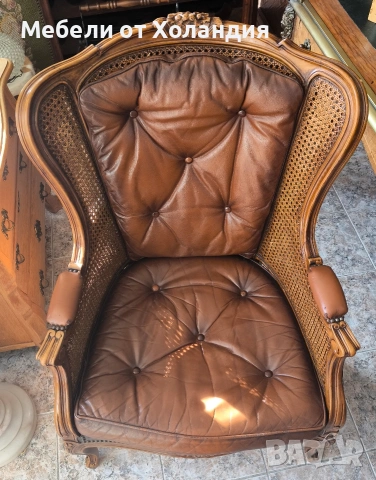 Кресло Луи с естествена кожа, снимка 2 - Дивани и мека мебел - 53381601