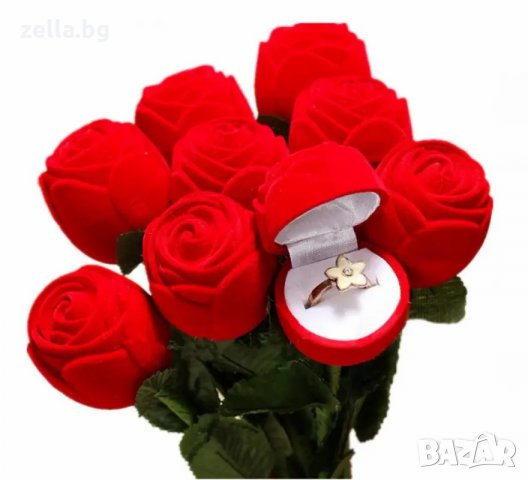 Кутия за годежен пръстен обеци с форма на рози кадифе цена, снимка 10 - Стайни растения - 35256535