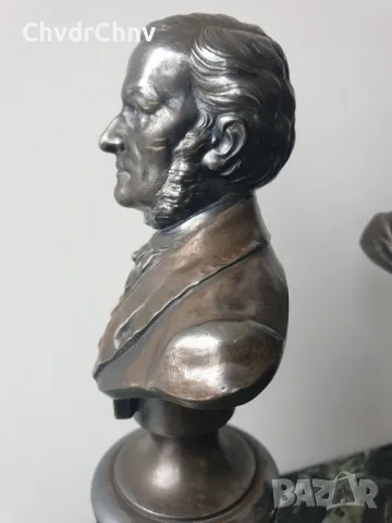 2бр WMF статуетки бюстове 22см-1кг/стар ВМФ посребрен бюст на Вагнер-Бетовен, снимка 5 - Антикварни и старинни предмети - 50411754