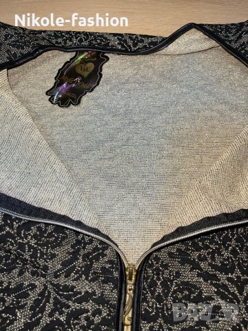 Късо дамско сако с цип и вшито ламе, снимка 2 - Якета - 43804594