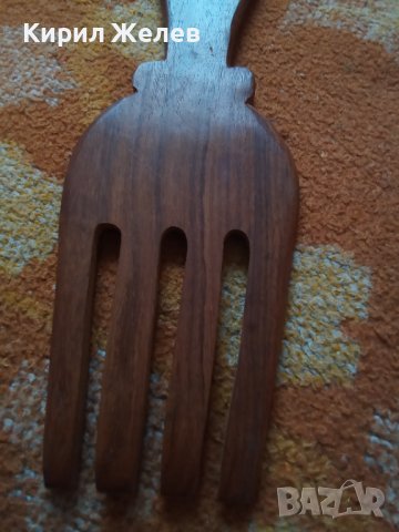 Вилица голяма дървена с Бронзови флорални орнаменти - набивки сувенир 41520, снимка 9 - Декорация за дома - 43151872