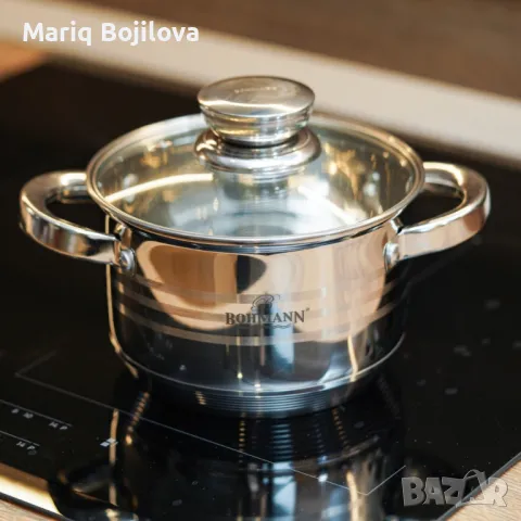 Комплект тенджери, 16/18/20/22/24Тсм. 2.1/2.9/3.9/5.1/3.4л., Неръждаема стомана, снимка 5 - Съдове за готвене - 47884481