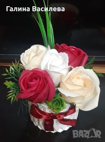 Букет от сапунени рози , снимка 7 - Романтични подаръци - 36791392