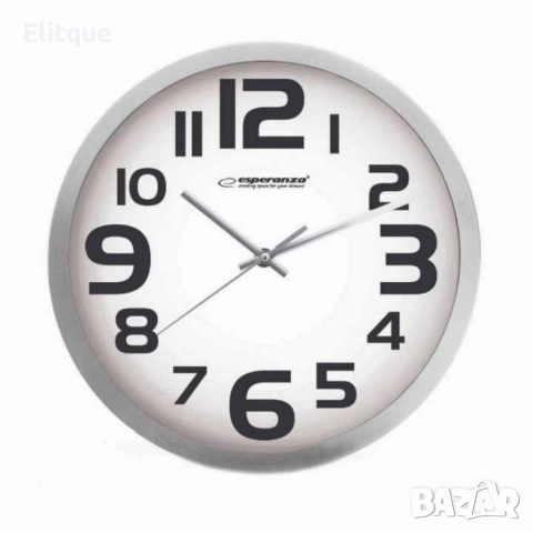 Стенен часовник Zurich, 25см., големи цифри, кварц, черен, бял, снимка 6 - Стенни часовници - 52842608