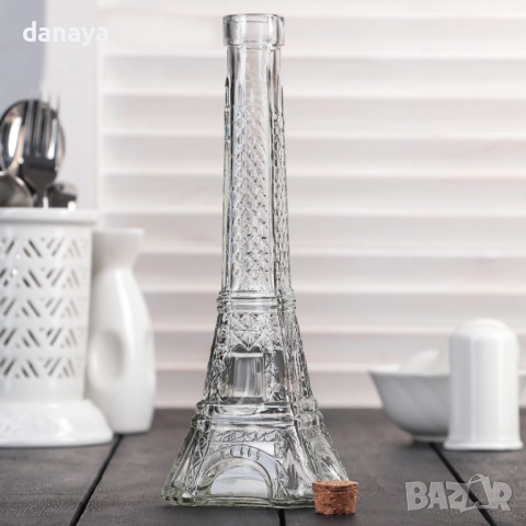 6281 Стъклена бутилка Айфелова кула, 250 мл, снимка 2 - Аксесоари за кухня - 52558978