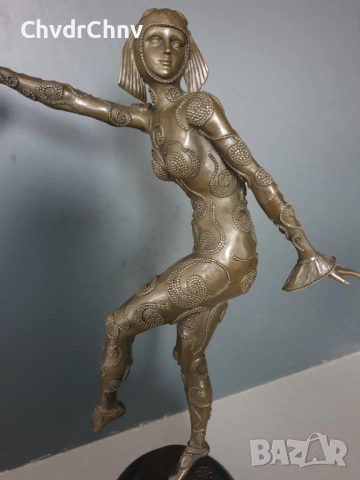 39см-5кг Chiparus статуетка/френска бронзова скулптура/Арт Деко фигура кабаретна танцьорка-балерина, снимка 2 - Статуетки - 52466326