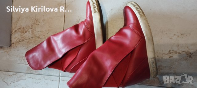Червени боти на платформа , снимка 2 - Дамски боти - 43291042