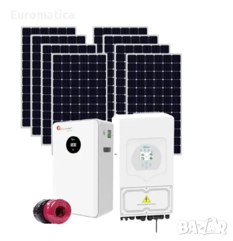 Автономна соларна система 8.8 kW + инвертор Deye 8 kw + 10 kwh литиева батерия - Монофазна