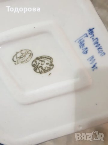 Порцеланова авторска бонбониера,фруктиера,кошница Гжель, снимка 8 - Антикварни и старинни предмети - 49908945