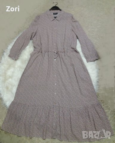 РАЗКОШНА тъничка рокля със 7/дължина на ръкава в мраморен розово-кафяв принт 2ХЛ/3ХЛ размер 