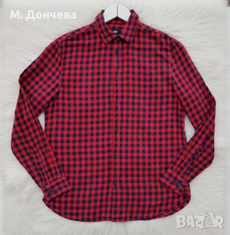 Мъжка карирана риза H&M размер S , снимка 4 - Ризи - 43137902