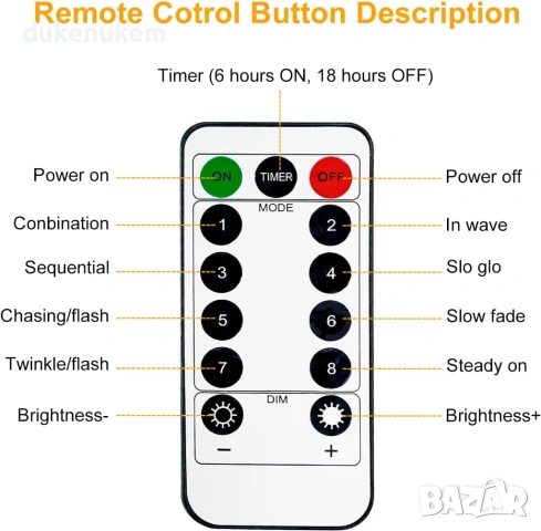LED декоративни лампички на батерии – 5 бр. х 5 м, топло бяла светлина, снимка 7 - Декорация за дома - 53031435