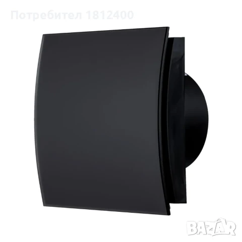 Вентилатор за баня MMotors MMP 100 дизайн. стъкло Черен Мат с клапа Повишен/Турбо дебит 105/169м3/ч