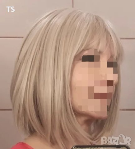 Уникална къса руса перука с бретон, снимка 9 - Аксесоари за коса - 43421428