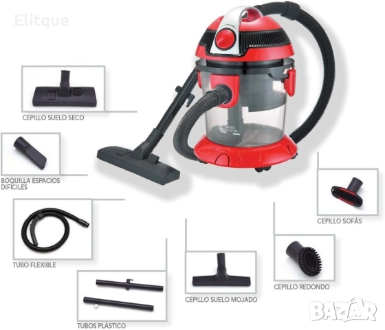 Прахосмукачка с воден филтър Voltz, 800W-1000W, 10л., Червена/Сива, снимка 3 - Други - 52853778