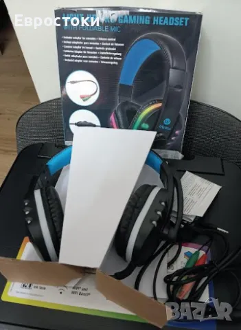 Геймърски слушалки iWotto, кабелни слушалки за игри с микрофон, RGB осветление, снимка 8 - Аксесоари - 49584331