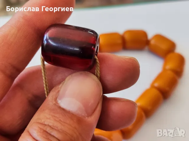 Стара броеница бакелит кехлибар, снимка 6 - Антикварни и старинни предмети - 50281879