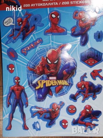 200 бр Спайдърмен Spiderman книжка албум самозалепващи лепенки стикери