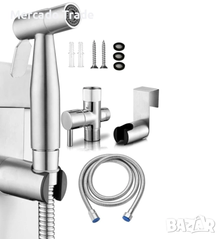 Комплект душ за интимна хигиена със смесител за биде, Стойка за монтаж на тоалетна, стена