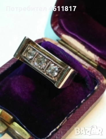 Стар златен пръстен с диаманти, снимка 12 - Пръстени - 52176793