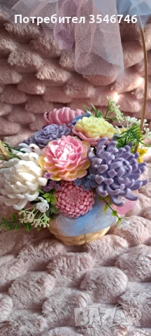 Кошничка с ароматни цветя. , снимка 2 - Изкуствени цветя - 51276699