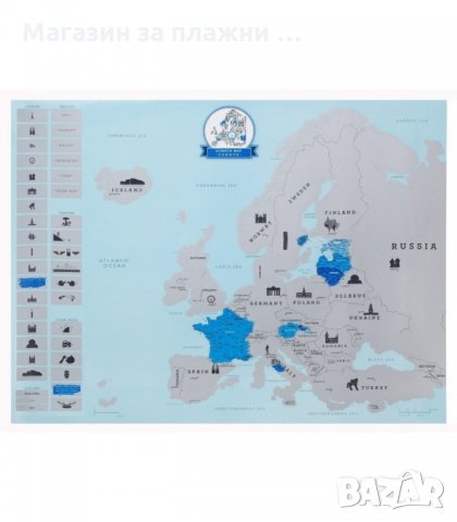 Скреч карта Европа - уникален подарък за пътешественици  код 1230, снимка 3 - Други стоки за дома - 28469735