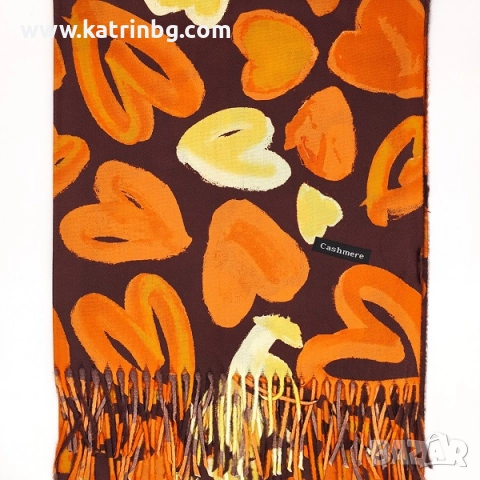 Оригинален подарък за рожден ден на жена – комплект шапка, шал и ръкавици в оранжево Код на продукта, снимка 2 - Подаръци за жени - 52292697