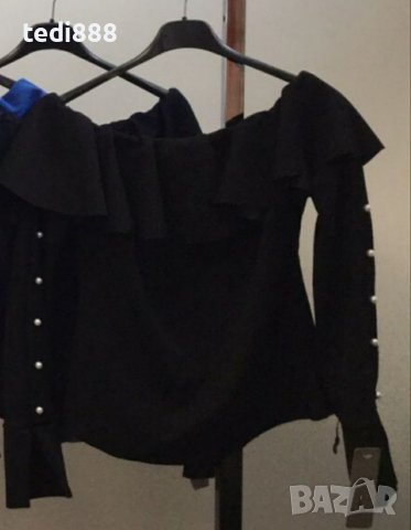 Нова черна блузка, снимка 2 - Ризи - 37519510