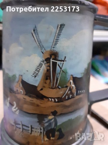 Холандска рисувана чаша от цинк, снимка 2 - Декорация за дома - 43312971