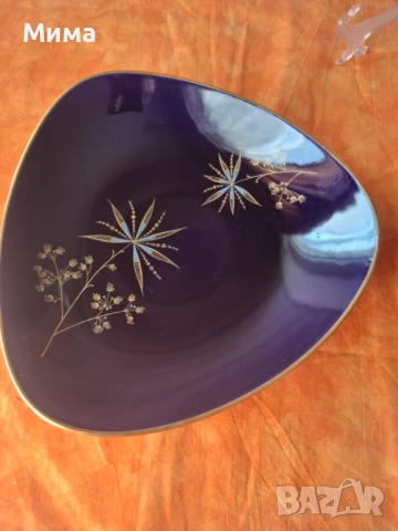 Ръчно рисувана Винтидж декоративна купа кобалт