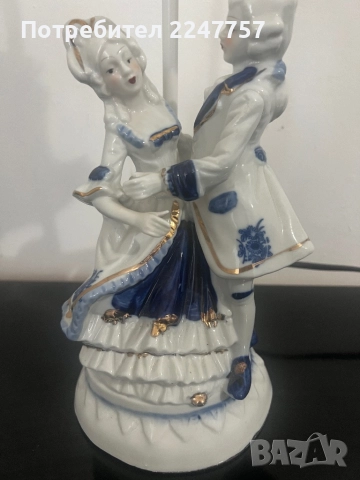 Настолна лампа порцелан 44 см, снимка 2 - Антикварни и старинни предмети - 52526169