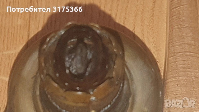 Стара тежка бронзова газена лампа с резервни шишета Войнишко творчество гилза, снимка 3 - Антикварни и старинни предмети - 53128914