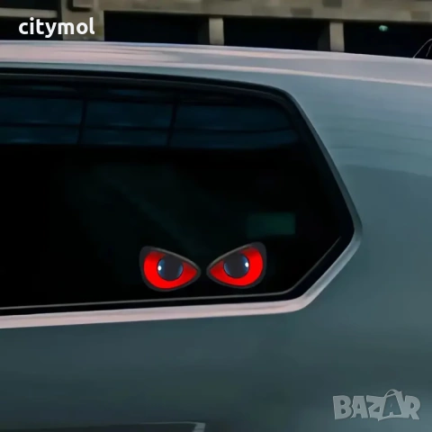 Стикер ДЯВОЛСКИ ЧУДОВИЩНИ ОЧИ, водоустойчив, за стена, кола, мотор, каска и др., снимка 3 - Аксесоари и консумативи - 53519239