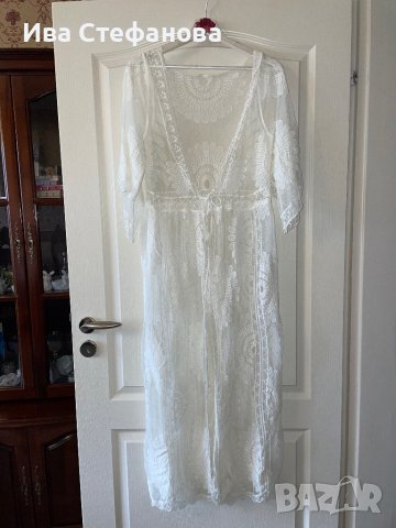 Разкошна  плажна памук наметка кафтан плажна туника дантела парео плажен кафтан дълга риза за море , снимка 5 - Туники - 40370860