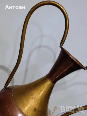 Антикварен меден съд с месингови елементи., снимка 4 - Антикварни и старинни предмети - 49832704